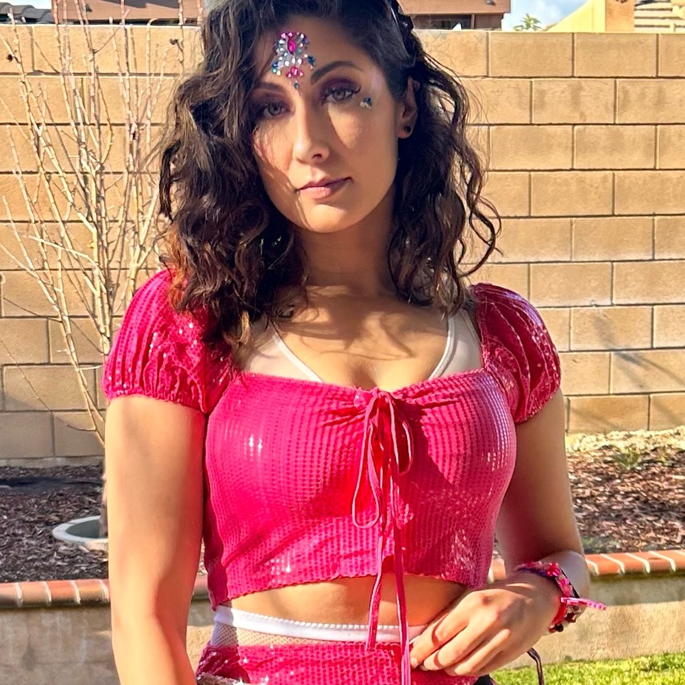 Classic Hot Pink Sequence Showgirl Top
